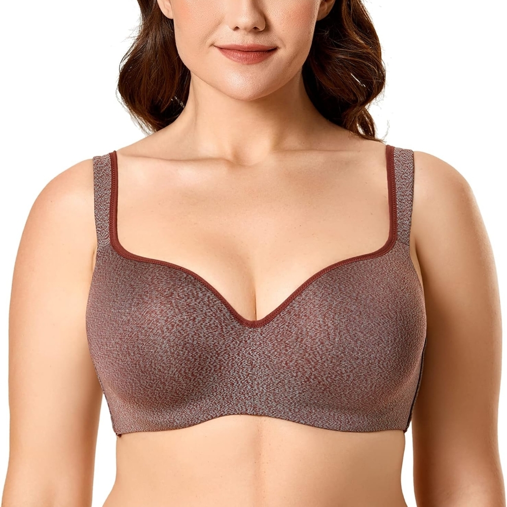 Delimira Balconette Vintage Red Heather Back Smoothing Comfort Bra Size 38G